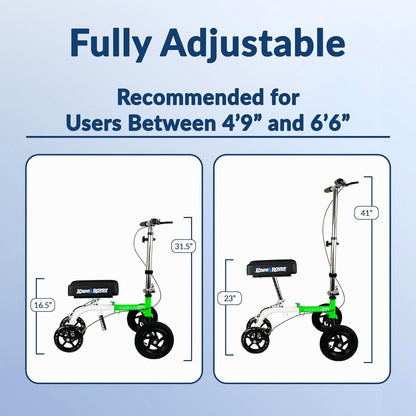 KneeRover Knee Scooter For Adults, 9-Inch Tires, Race Car Green - GO HYBRID