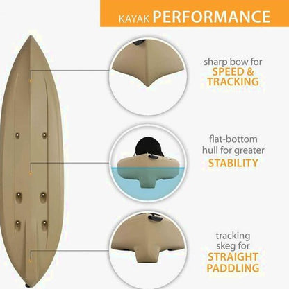 Lifetime Fishing Kayak 10ft 2-Pack With Paddles, UV-Protected HDPE, Tan - Tamarack Angler 100