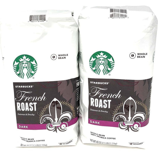 Starbucks French Roast Whole Bean Coffee 80 Oz - 2 x 40 Oz Packs